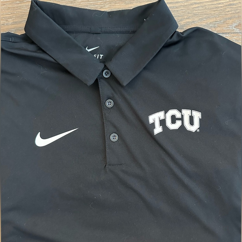 Nike Dri Fit TCU Horned Frogs Short Sleeve Polo Shirt Size XL